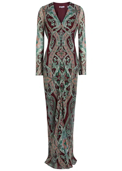 Veronica Beard Daciana Paisley-print Silk Maxi Dress In Burgundy