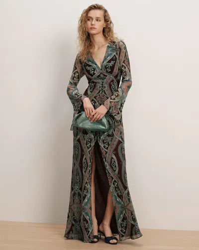 Veronica Beard Daciana Silk Maxi Dress In Raisin Multi
