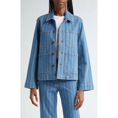 Veronica Beard Dahl Jeansjacke Mit Streifen In Sapphire Stripe