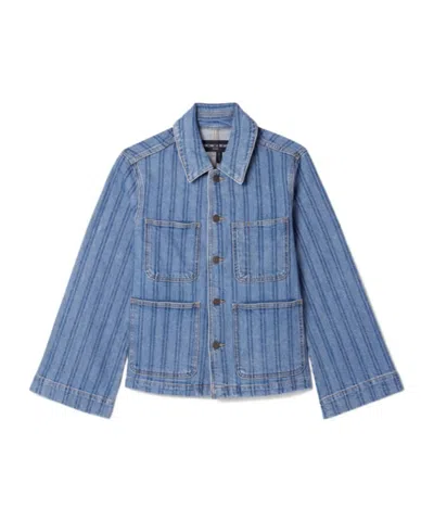 Veronica Beard Dahl Striped Denim Jacket In Blue