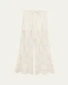 Veronica Beard Daisy Wide-leg Eyelet Pants In Gray