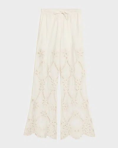 VERONICA BEARD DAISY WIDE-LEG EYELET PANTS
