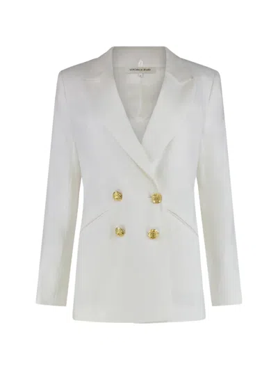 Veronica Beard Dale Dickey Square-fit Elastic Linen Jacket In White