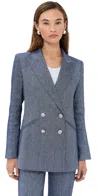 Veronica Beard Dale Linen Blend Dickey Jacket In Blue