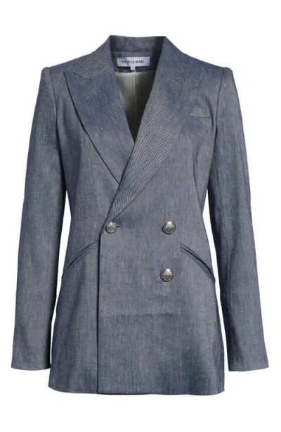 Veronica Beard Dale Linen Blend Dickey Jacket In Blue Melange