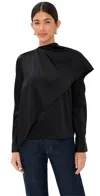 Veronica Beard Daleney Draped Silk Scarf Blouse In Black