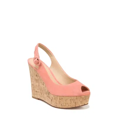Veronica Beard Dali Sandals Womens Peach Suede Peep Toe Wedge Heel Zogg2774 In Pink