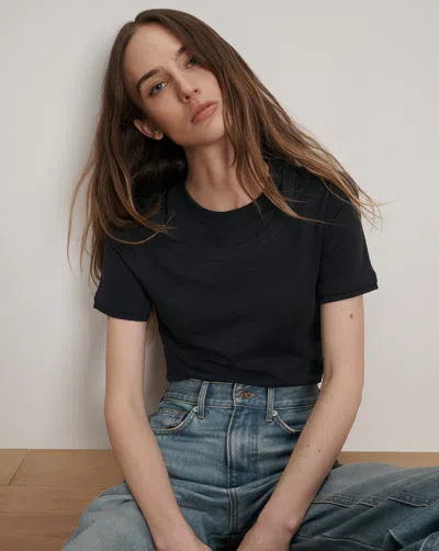 Veronica Beard Damian Double-collar T-shirt In Black