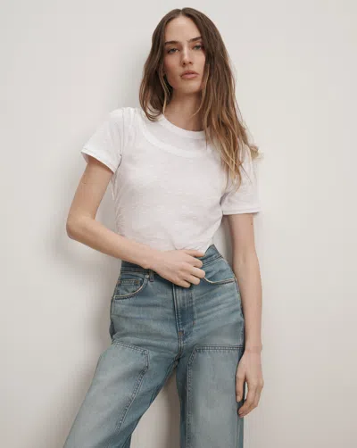 Veronica Beard Damian Double-collar T-shirt In White