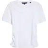 Veronica Beard Damian Ruched Double Collar T-shirt In Black