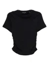 Veronica Beard Damian Ruched Double Collar T-shirt In Blue