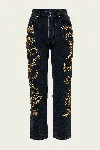 Veronica Beard Daniela Embellished Straight-leg Jean In Washed Onyx In Black