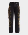 Veronica Beard Daniela Embellished Straight-leg Jeans In Multi