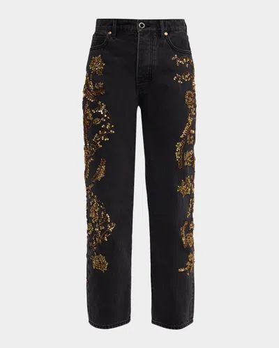 Veronica Beard Daniela Embellished Straight-leg Jeans In Multi