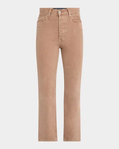 Veronica Beard Daniela High-rise Ankle Straight Jeans In Tan Sierra