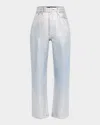 Veronica Beard Daniela High-rise Ankle Straight Metallic Jeans In Silverwood Shine