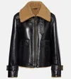 Veronica Beard Danika Shearling-lined Leather Jacket In Black