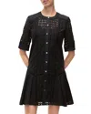 Veronica Beard Dara Embroidered Cotton Mini Dress In Black