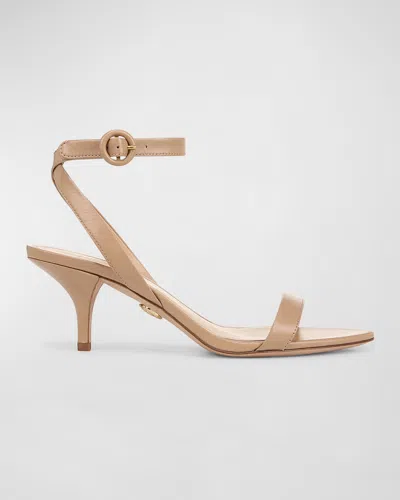 Veronica Beard Darcelle Leather Ankle-strap Sandals In Bisque