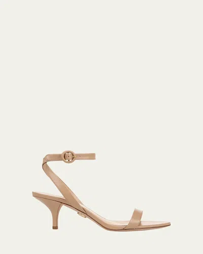 Veronica Beard Darcelle Leather Ankle-strap Sandals In Bisque