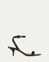 Veronica Beard Darcelle Leather Ankle-strap Sandals In Black Leather