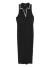 Veronica Beard Darien Ribbed Stretch-pima Cotton Midi Dress In Black