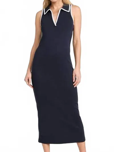 Veronica Beard Darien Dress In Navy With White Trim In Multi