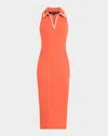 Veronica Beard Darien Stretch Cotton Polo Dress In Persimmon