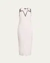 Veronica Beard Darien Ribbed Stretch Pima Cotton Midi Dress In White
