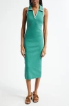 Veronica Beard Darien Stretch Cotton Midi Dress In Green