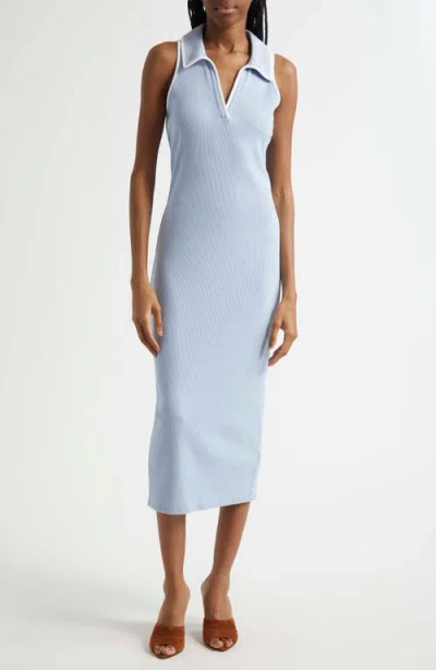 Veronica Beard Darien Stretch Cotton Polo Dress In Bluebell
