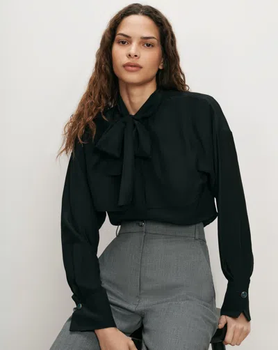 Veronica Beard Darlis Scarf-neck Blouse In Black