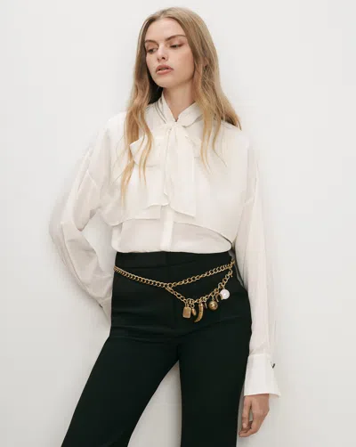 Veronica Beard Darlis Scarf-neck Blouse In Dove White