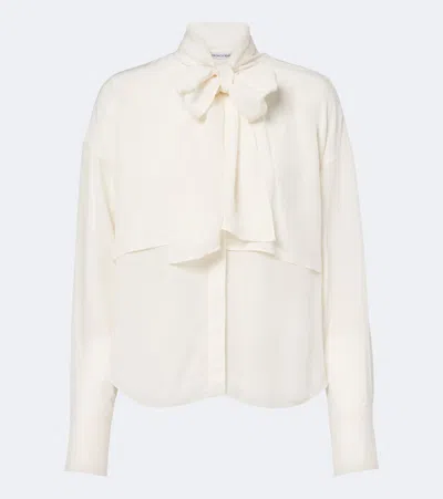 Veronica Beard Darlis Tie-neck Crêpe De Chine Blouse In White