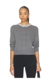 Veronica Beard Womens Dark Heather Grey Daro Crystal-embellished Wool Cardigan Xs In Gray
