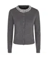 Veronica Beard Womens Dark Heather Grey Daro Crystal-embellished Wool Cardigan Xs In Gray