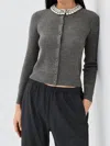 Veronica Beard Womens Dark Heather Grey Daro Crystal-embellished Wool Cardigan Xs In Gray