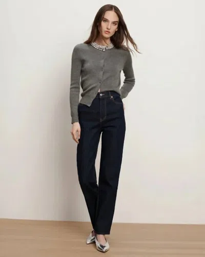 Veronica Beard Womens Dark Heather Grey Daro Crystal-embellished Wool Cardigan Xs In Gray