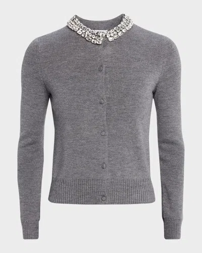 Veronica Beard Daro Embellished Collar Cardigan In Gray