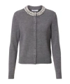 Veronica Beard Womens Dark Heather Grey Daro Crystal-embellished Wool Cardigan Xs In Gray