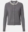 Veronica Beard Womens Dark Heather Grey Daro Crystal-embellished Wool Cardigan Xs In Gray