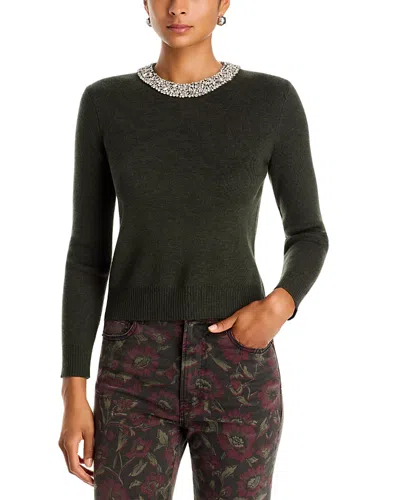 Veronica Beard Daro Merino Wool Embellished Sweater In Green