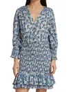 Veronica Beard Darrah Smocked Floral-print Cotton-voile Mini Dress In Multi