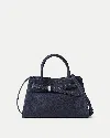 Veronica Beard Dash Belted Suede Top-handle Bag In Blue