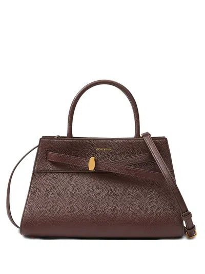 Veronica Beard Dash Belted-detail Leather Satchel In Brown