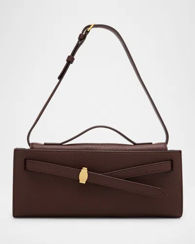 Veronica Beard Dash Belted Grain Leather Clutch Bag In Purple