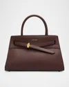 Veronica Beard Dash Belted Grain Leather Crossbody Bag In Purple