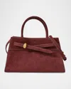 Veronica Beard Dash Belted Suede Shoulder Bag In Brown