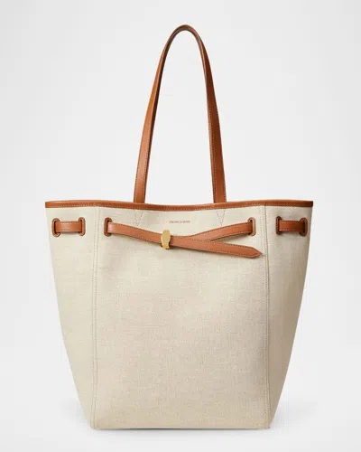 VERONICA BEARD DASH CANVAS & LEATHER NORTH-SOUTH TOTE BAG