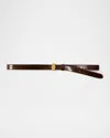 Veronica Beard Dash Croc-embossed Leather Belt In Brown